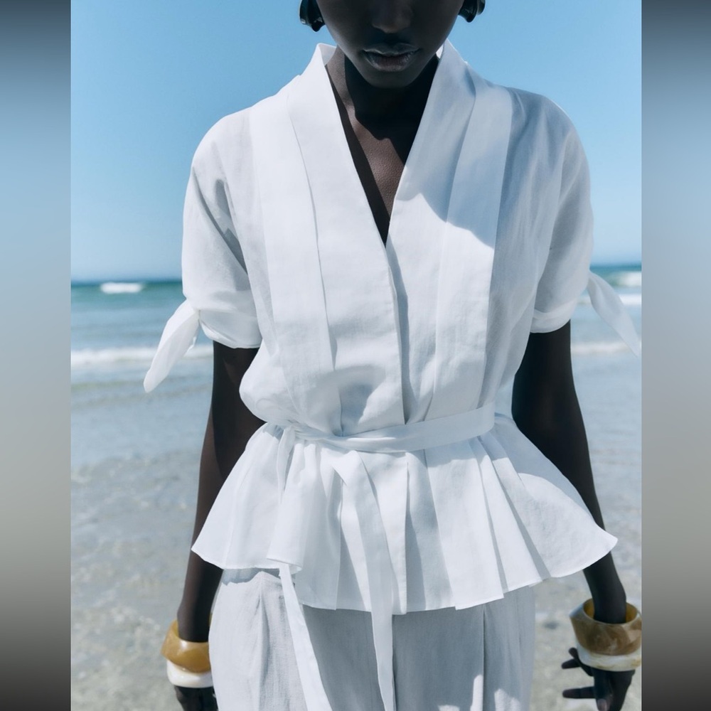 Zara White Wrap Blouse
